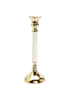 Load image into Gallery viewer, Gold Taper Candle Holder with Marble Stem - 13&quot;H