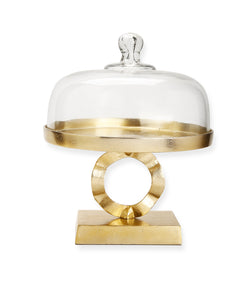 Glass Cake Dome On Gold Brass Loop Base
