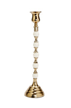 Load image into Gallery viewer, Gold Candle Holder White and Gold Beaded Stem