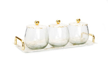 Load image into Gallery viewer, Gold Marble 3 Bowl Serving Dish with Gold Ball Design