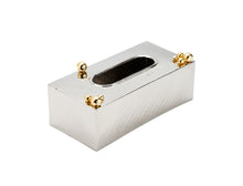 Load image into Gallery viewer, Hammered Stainless Steel Tissue Box Gold Ball design on Top