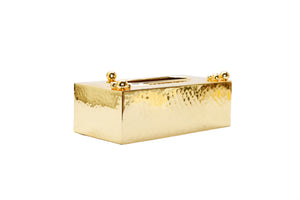 Gold Hammered Tissue Box with Ball Design