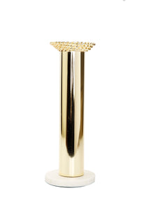 Gold Taper Candle Holder on Marble Base - 10.5"H