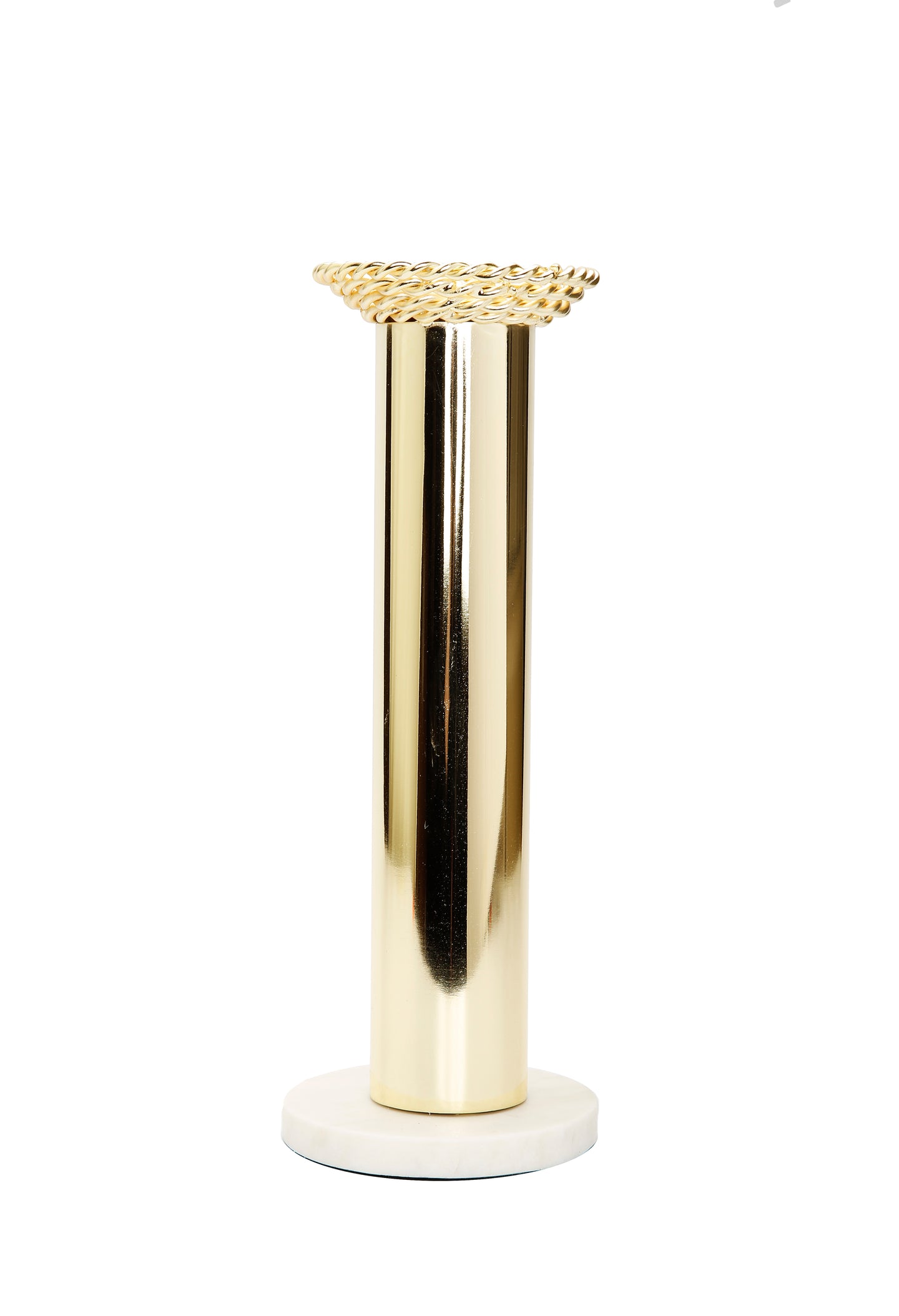 Gold Taper Candle Holder on Marble Base - 12.5
