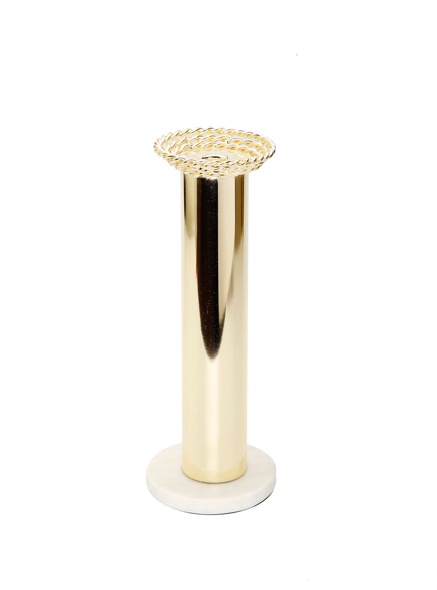 Gold Taper Candle Holder on Marble Base - 10.5