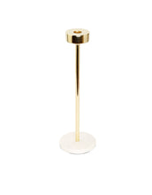 Load image into Gallery viewer, Gold Taper Candle Holder on Marble Base - 14&quot;H