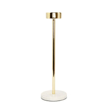 Load image into Gallery viewer, Gold Taper Candle Holder on Marble Base - 14&quot;H