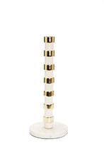Load image into Gallery viewer, White and Gold Taper Candle Holder on Marble Base - 12&quot;H