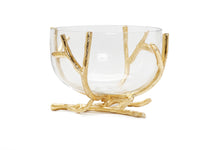 Load image into Gallery viewer, Glass Bowl with Gold Twig Base -Large