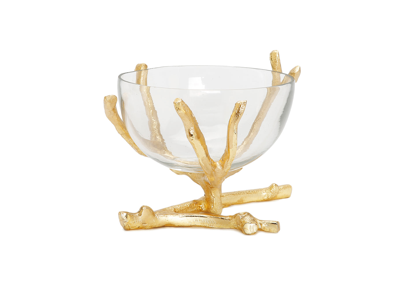 Glass Bowl with Gold Twig Base -8