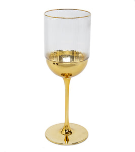 Set of 6 Water Glasses with Gold Dipped Bottom - 3"D x 8.75"H