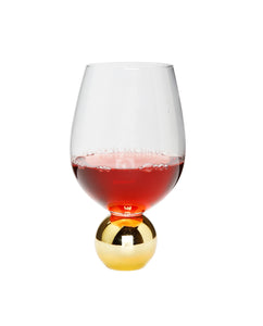 Set of 6 Wine Glasses on Gold Ball Pedestal