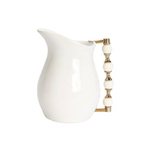 Load image into Gallery viewer, White Pitcher with White and Gold Beaded Handle