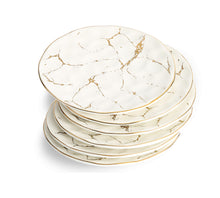 Load image into Gallery viewer, Set Of 4 White Porcelain Salad Plates With Gold Design