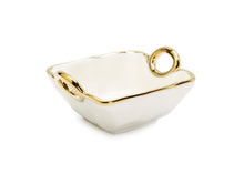 Load image into Gallery viewer, White Porcelain Relish Dish with 3 Bowls Gold Trim and Handles