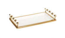 Load image into Gallery viewer, White Rectangular Tray with White and Gold beaded Handles