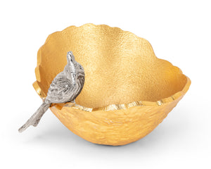 8"L Gold Decorative Bowl with Nickel Bird