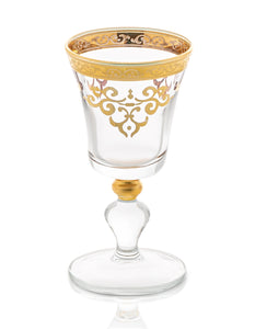 Set of 6 Small Wine Glasses on Gold Ball Pedestal – Classic Touch Decor
