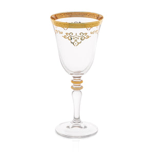 Set of 6 Water Glasses with Rich Gold Design