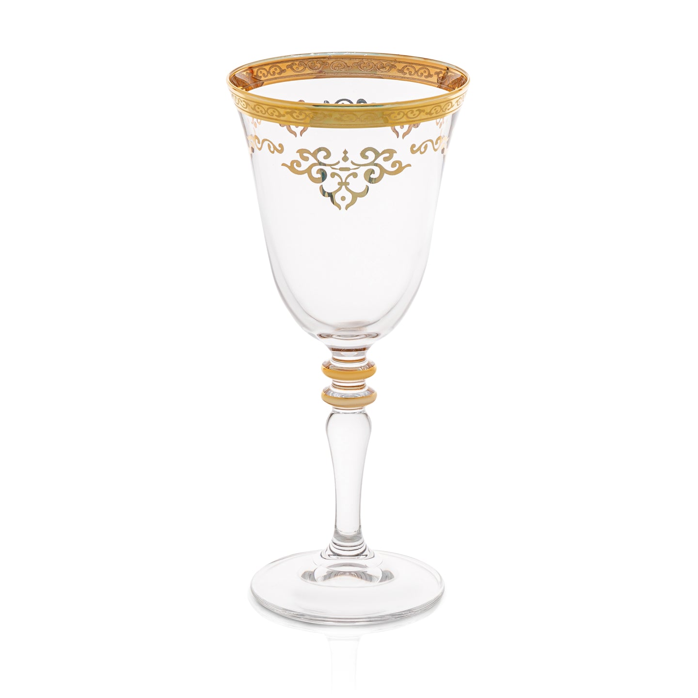 Set of 6 Water Glasses with Rich Gold Design