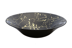 Black Bowl with Splashy Gold Design