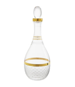Glass Decanter with Gold and Crystal Detail