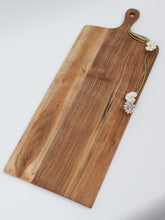 Load image into Gallery viewer, Wood Charcuterie Board White Lotus Design With Handle