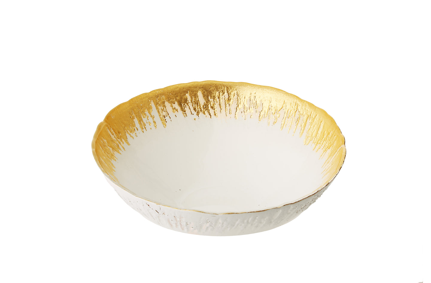 Individual Opaque White Bowls With Flashy Gold Design