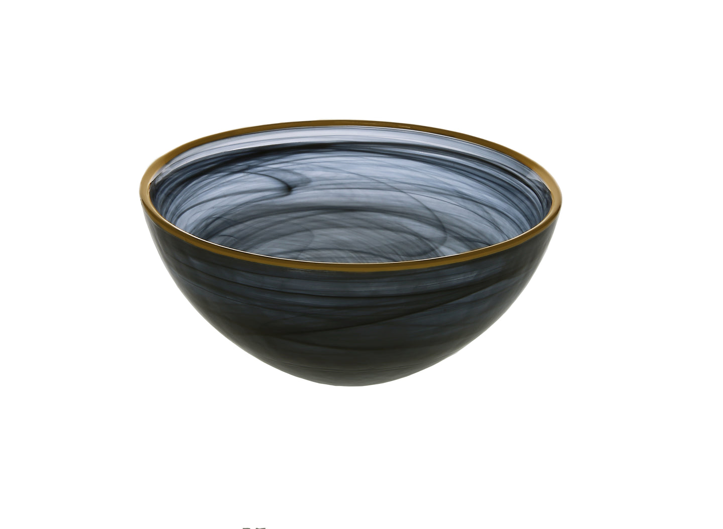 Black Alabaster Bowl With Gold Rim - 6.25