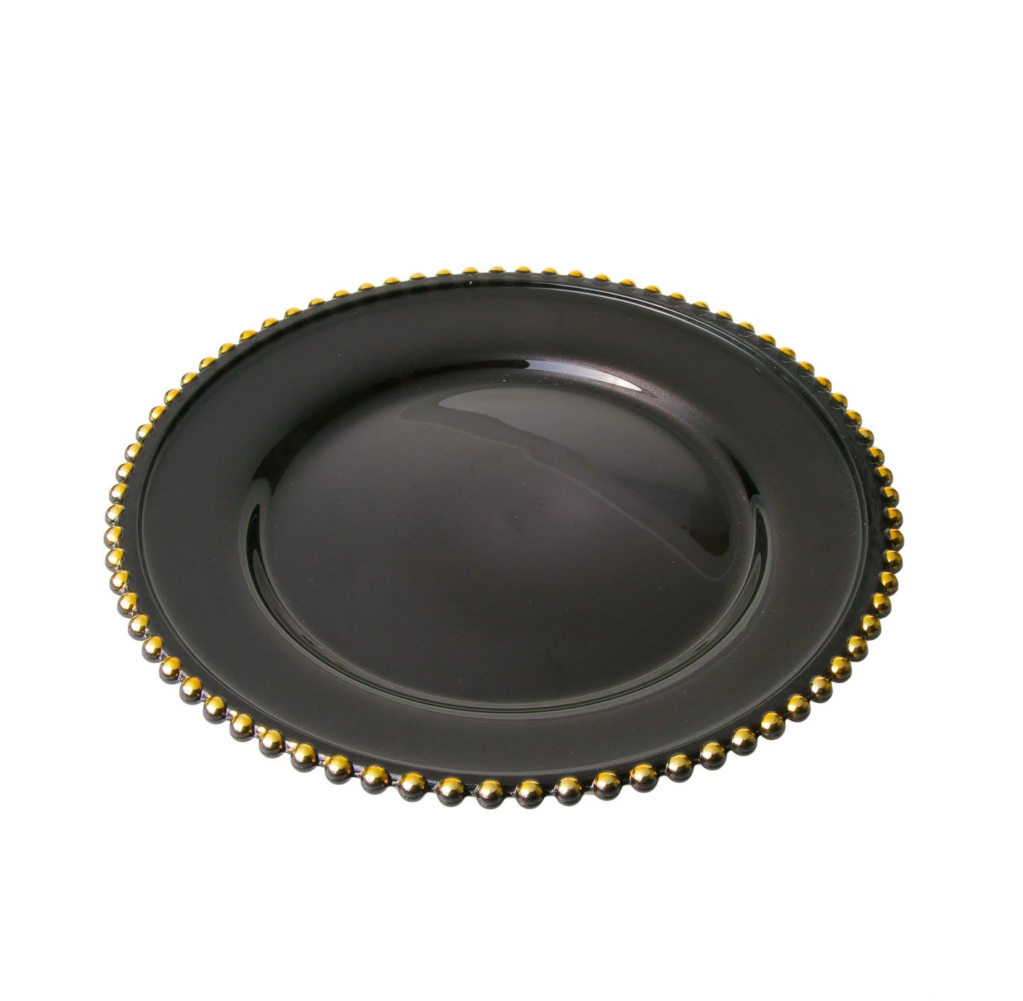 Set Of 4 Black Chargers With Gold Beaded Rim - 13