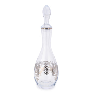 Glass Wine Decanter with Silver Artwork