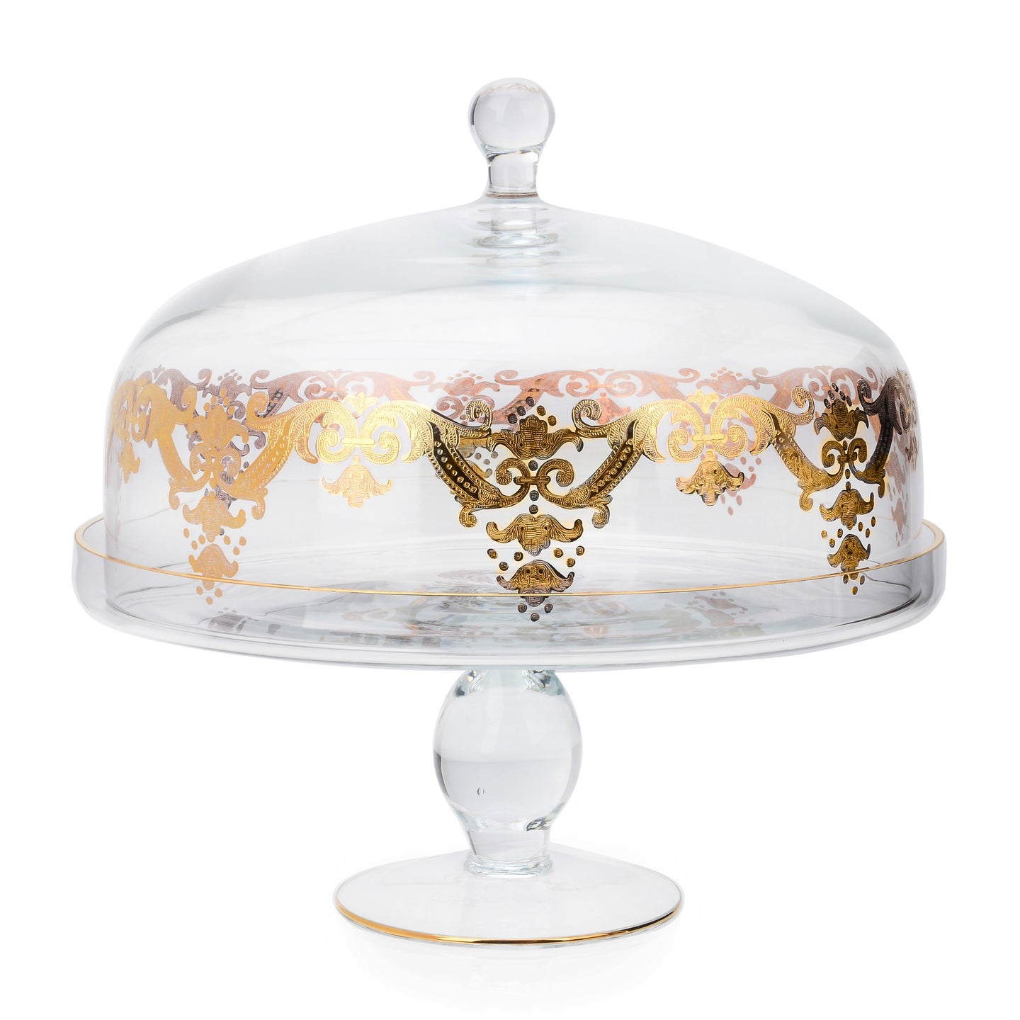 Dome Cake Plate-Rich 24k Gold Artwork 12