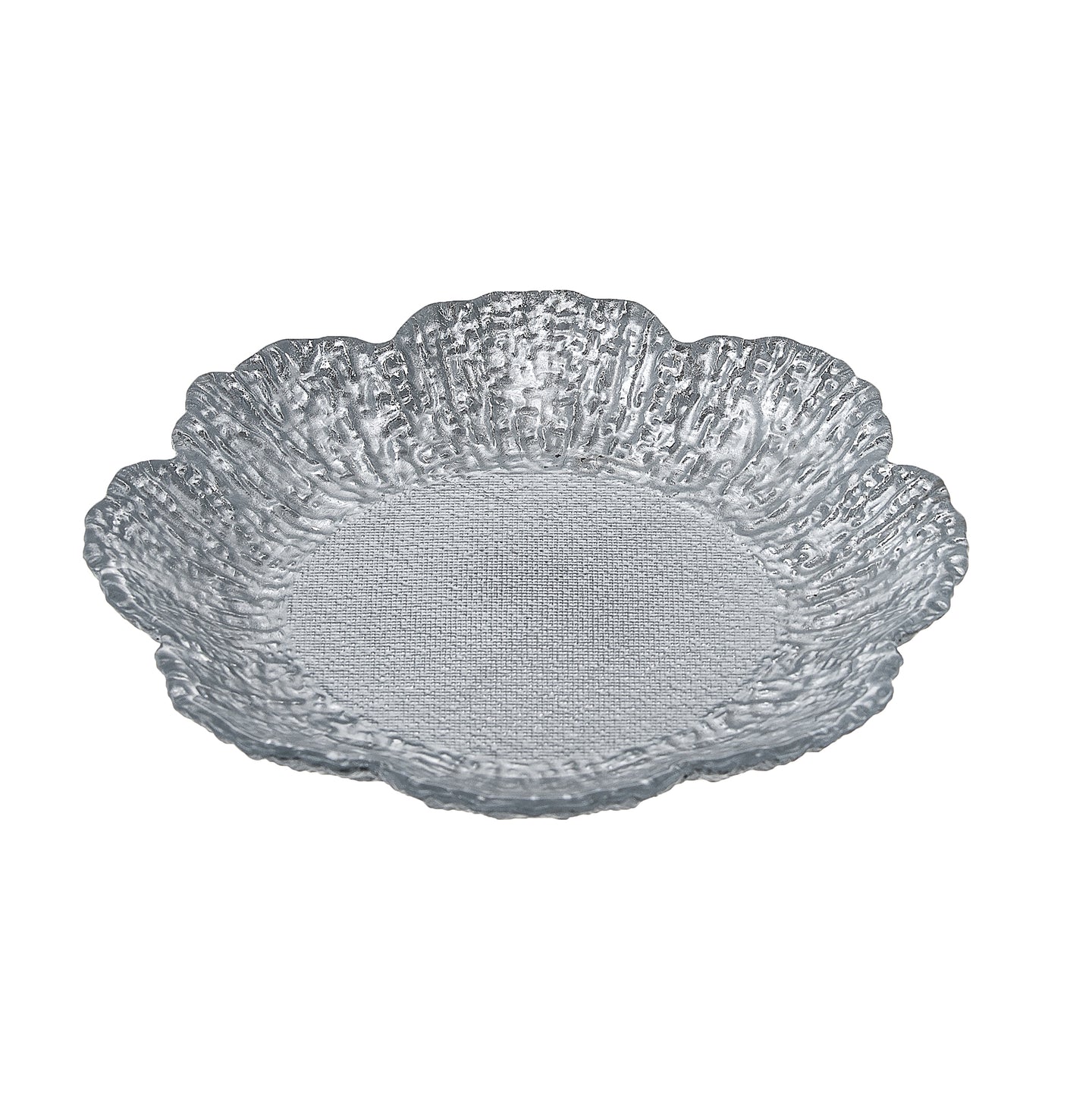 Set 4 Flower Shaped Plates Scalloped-Silver