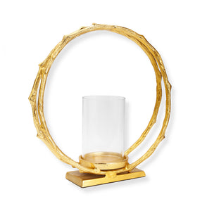 Gold Circle Hurricane Candle Holder Small