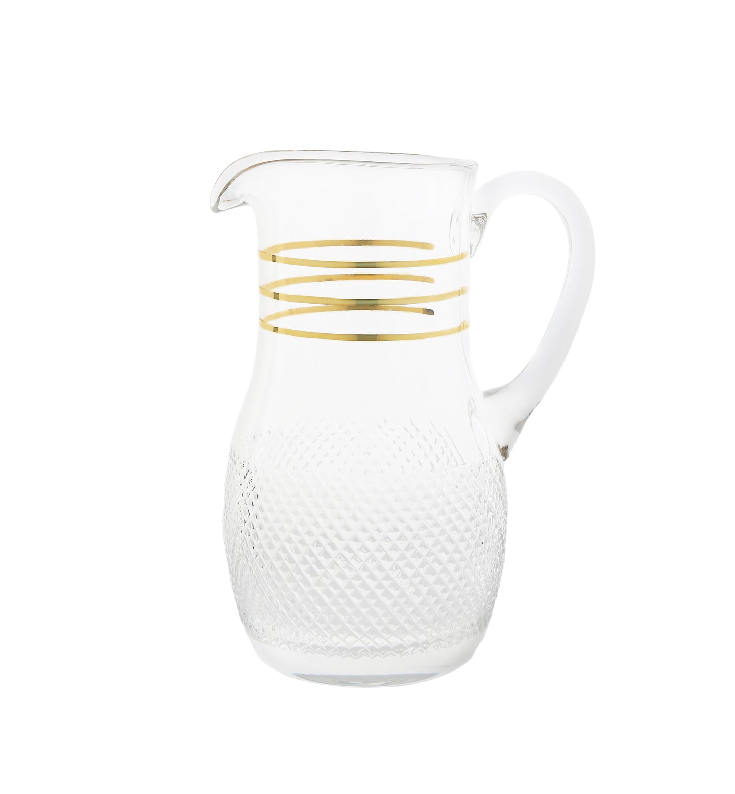 Glass Pitcher with Crystal Cut Design