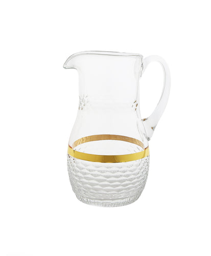 Glass Pitcher with Gold and Crystal Detail