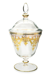 Glass Jar with 24k Gold Artwork