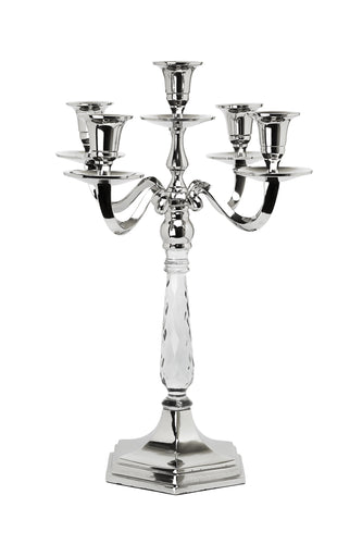 5 Light Candelabra with Crystal Glass Base