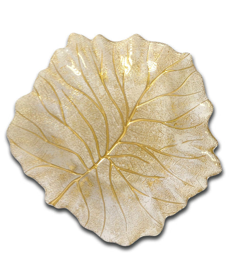 Beveled Leaf Dish Gold