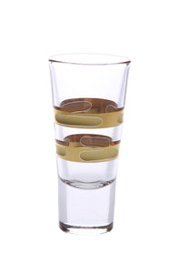 Set of 6 Liquor Glasses with 14K Gold Brick Design