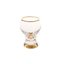 Load image into Gallery viewer, Set of 6 Liquor Glasses with Gold Stem and Rim