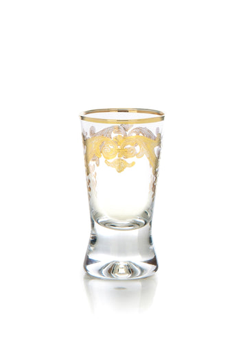 Liqueur Glasses with 24k Gold Artwork, Set of 6