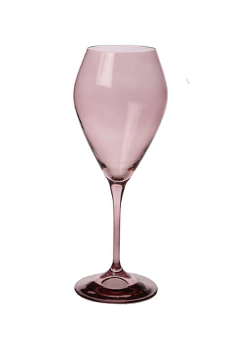 Set of 6 Tinted Purple V-Shaped Water Glasses with Stem