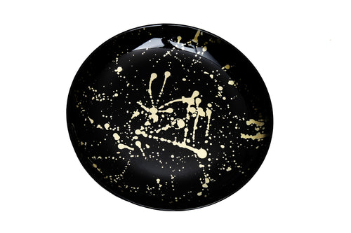 Set of 4 Black Salad Plates with Splashy Gold Design