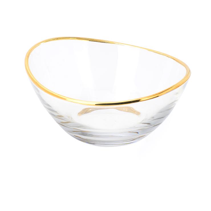 Glass Serving Bowl with 14K Gold Rim