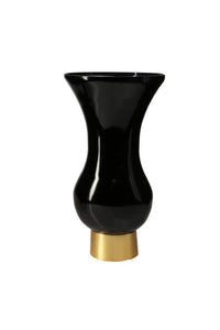 Black S-Shaped Glass Vase with Gold Base