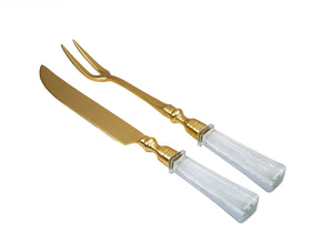 S/2 Cake Servers - Hammered Stainless Steel With Gold Finish