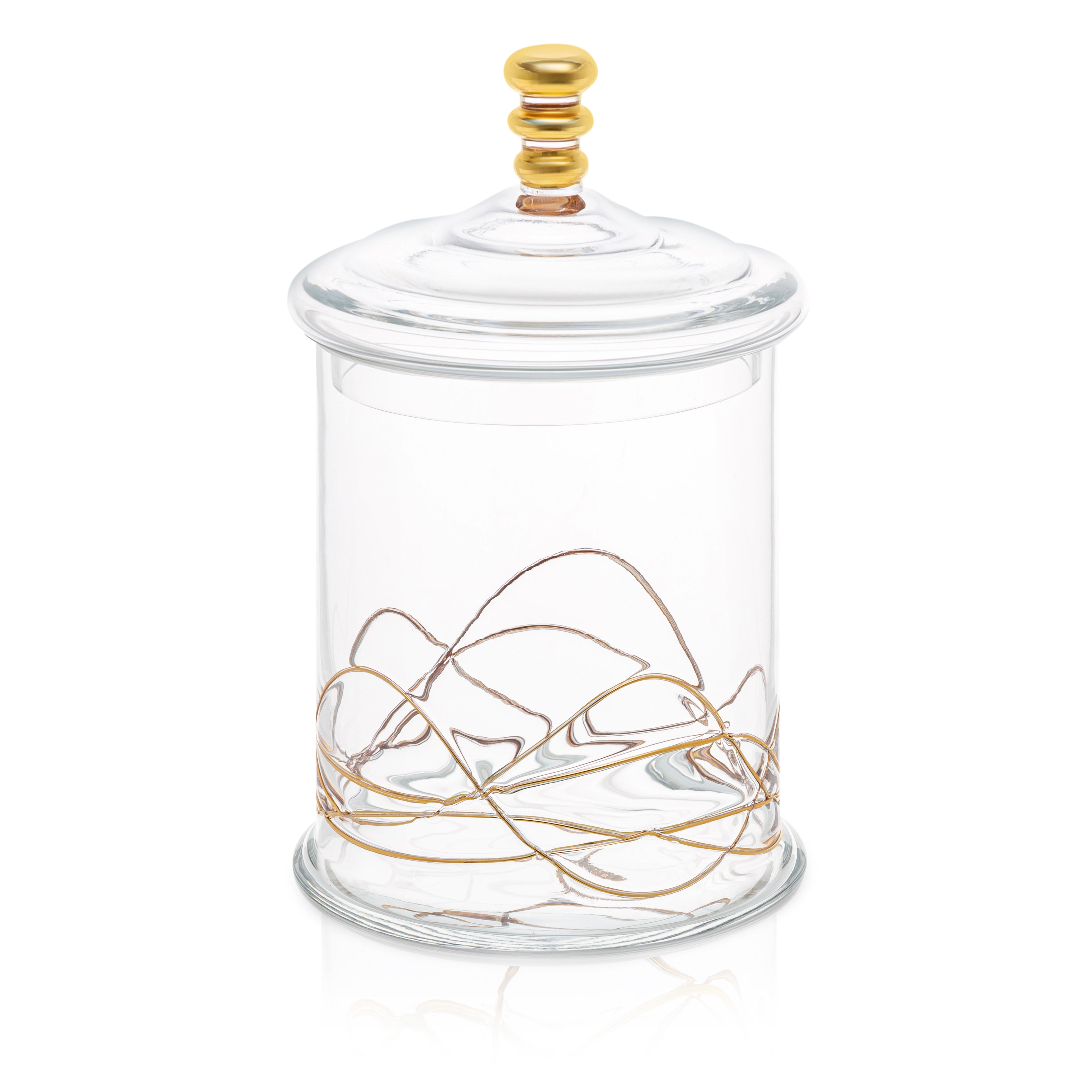 Glass Jar for Mosaic Tile Display, 8 oz, Tall, Straight-Sided, with  Gold-tone Lid