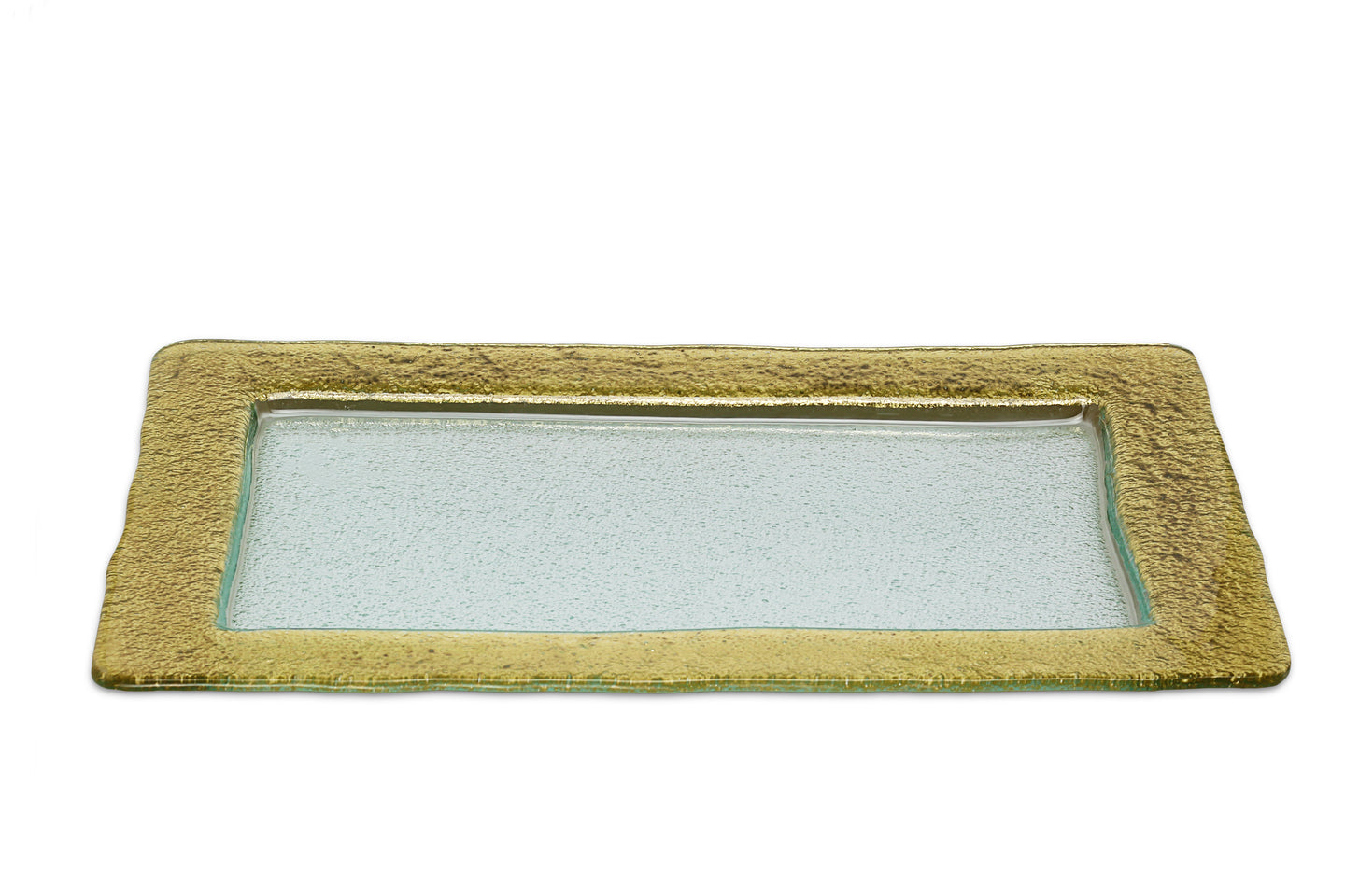 Rectangular Glass Tray with Gold Border