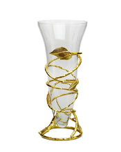 Load image into Gallery viewer, Clear Glass Vase with Removable Gold Leaf Base